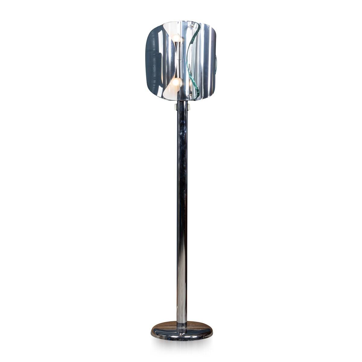 20th century italian chrome & glass floor lamp attributable to max ingrand