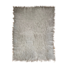Natural white-light grey wool fluffy rug, Romanian handwoven carpet