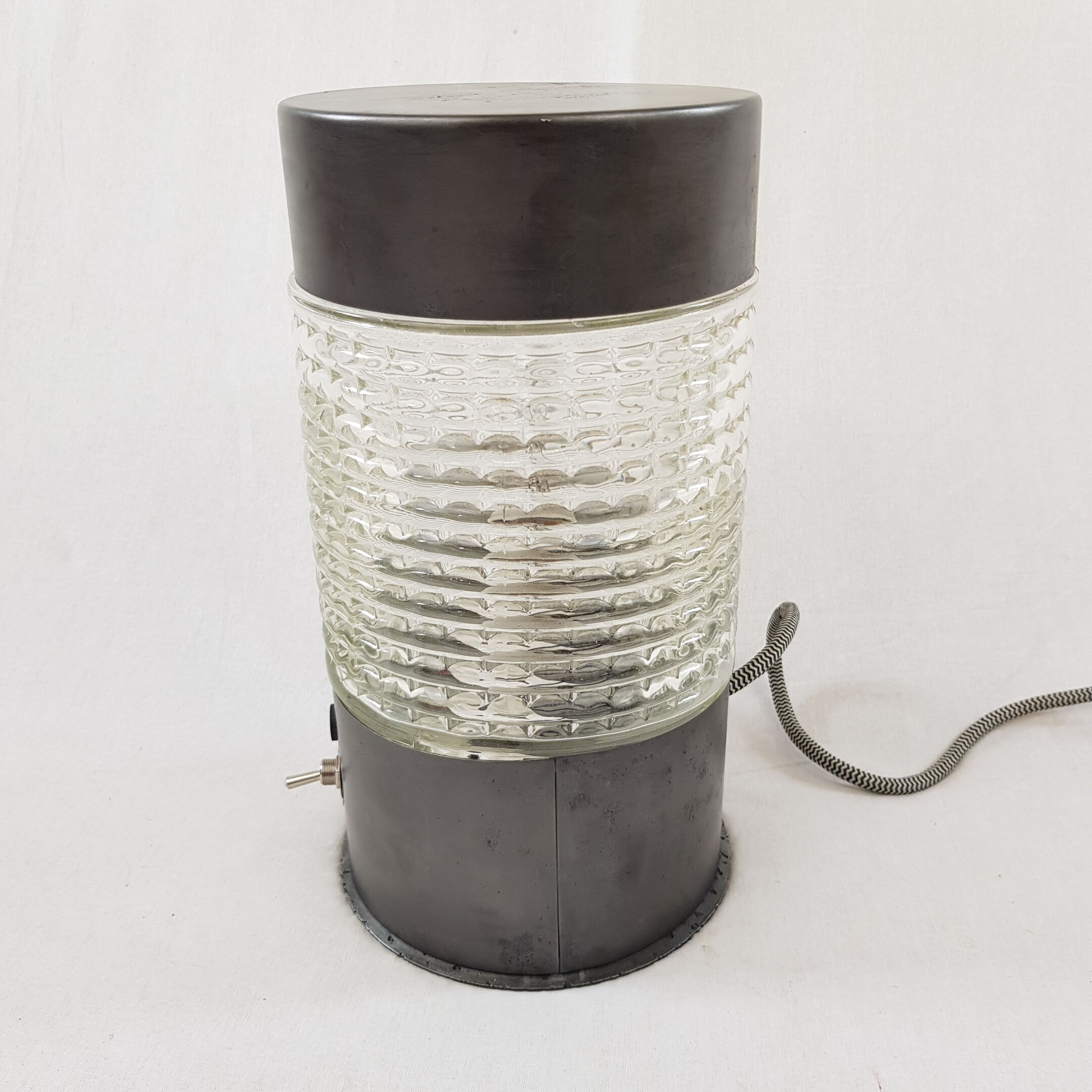 Lampe de table industriel metal graphité et verre Lita