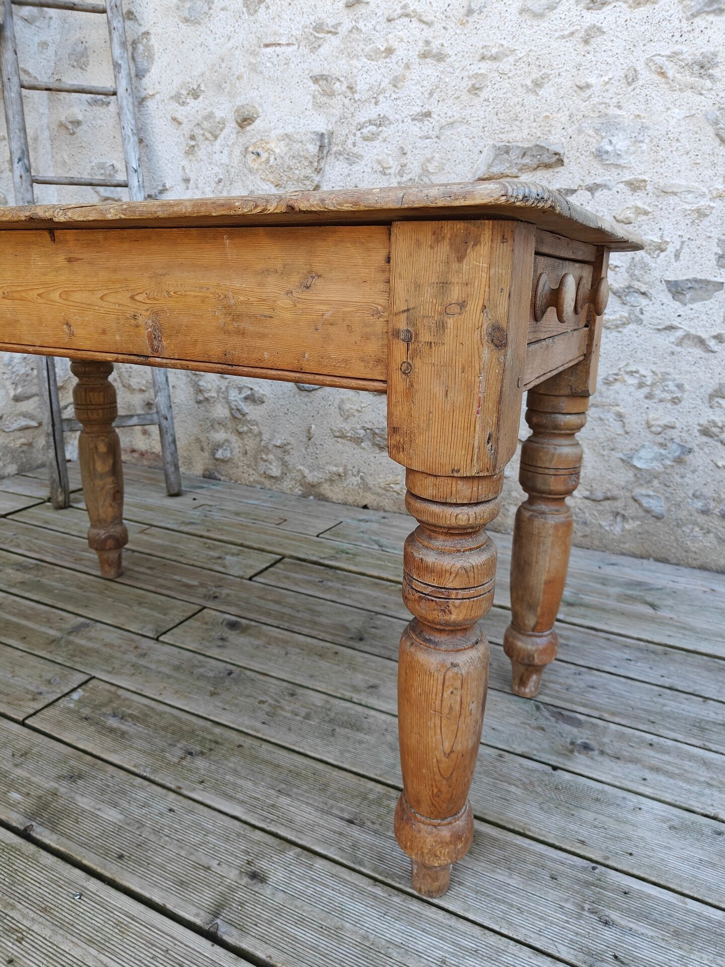 Small antique farmhouse table in solid pine.