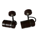 Pair of vintage brown metal spotlights