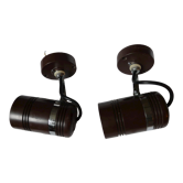 Pair of vintage brown metal spotlights