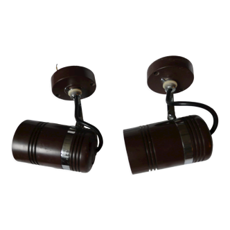 Pair of vintage brown metal spotlights