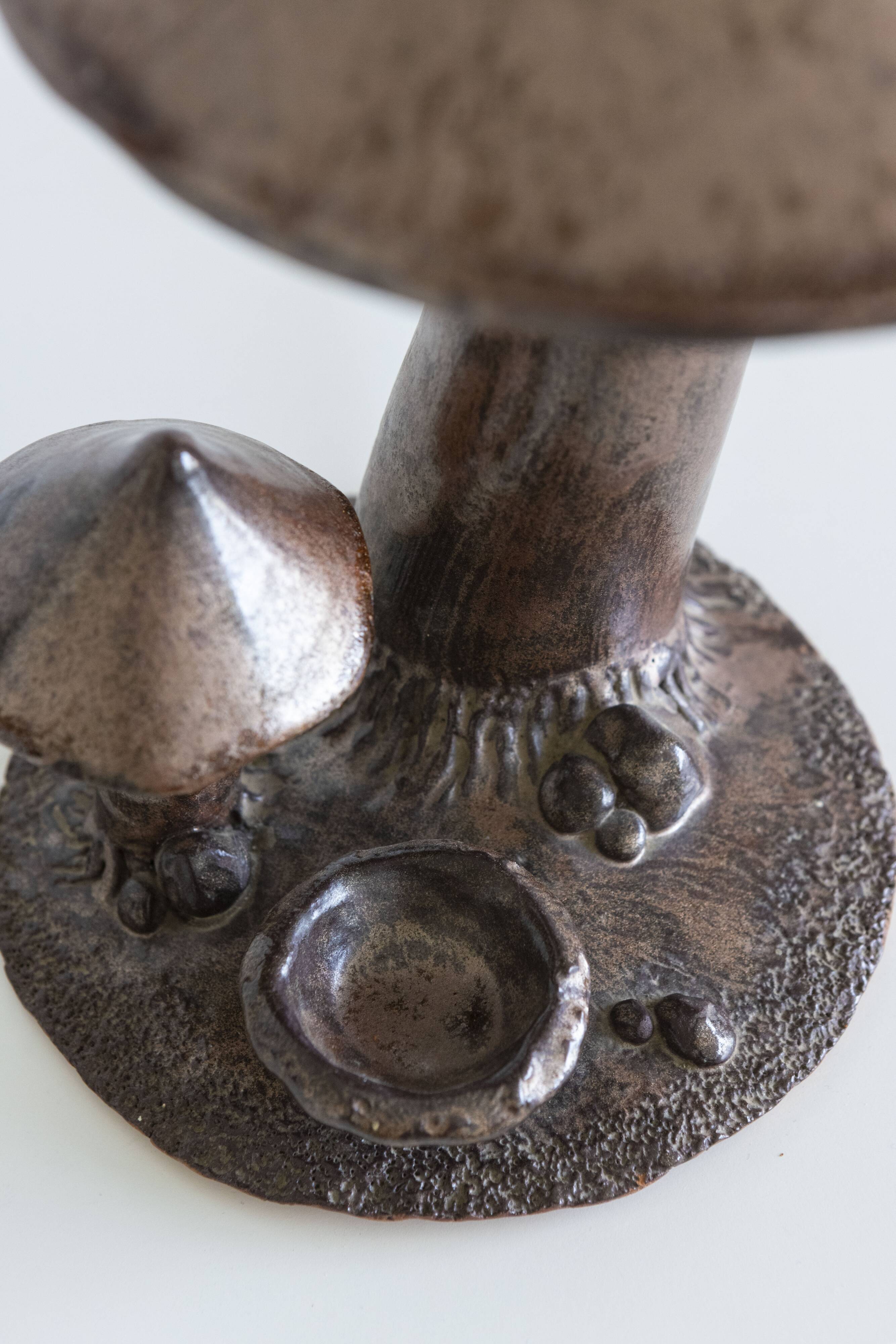 Lampe céramique champignons années 70