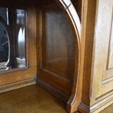 Art Nouveau oak buffet and dinanderie panels, circa 1910