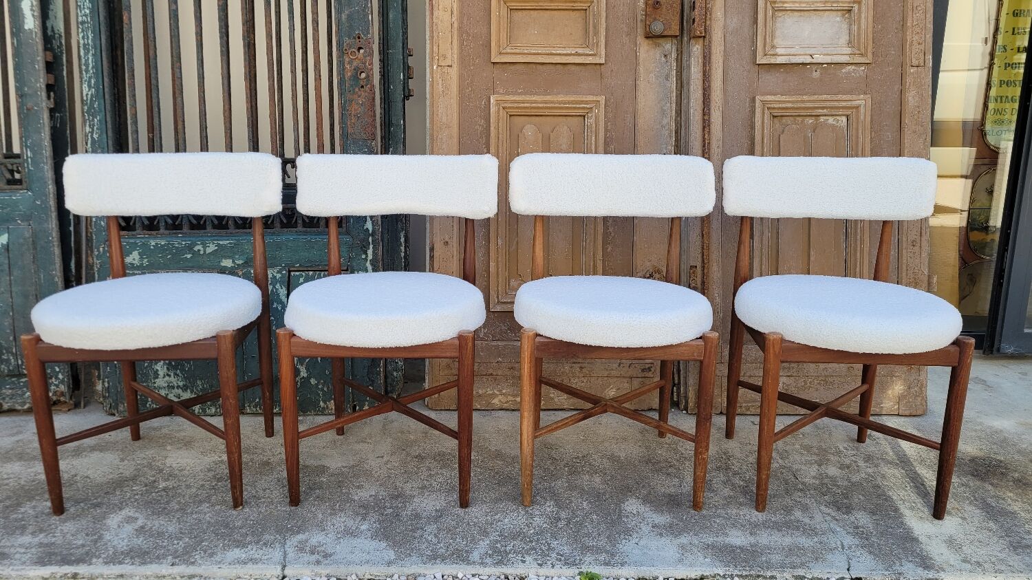 Series of 4 design Scandinavian teak chairs