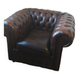Vintage Brown Leather Chesterfield Tufted Armchair