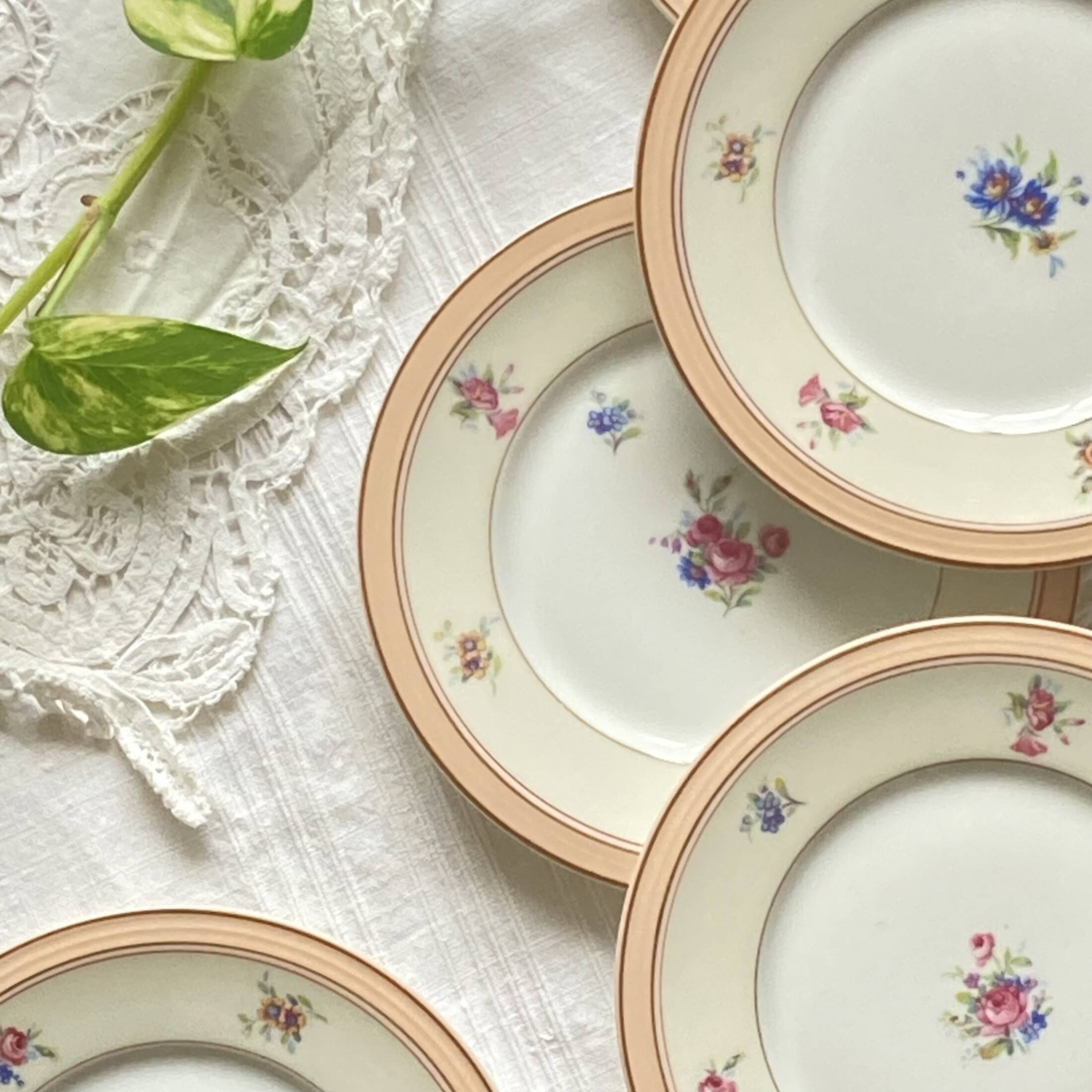 6 small dessert plates Limoges dessert flowers old porcelain Charles Ahrenfeldt