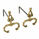 paire de chenets en bronze doré style Louis XV accessoire de cheminée ancien