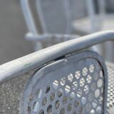 Set of 3 Industrial Metal Bistro Armchairs / France 1960 by Rene Malaval