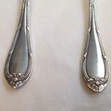 4 Serving cutlery in silver metal, model with crossed ribbons, Louis XVI style