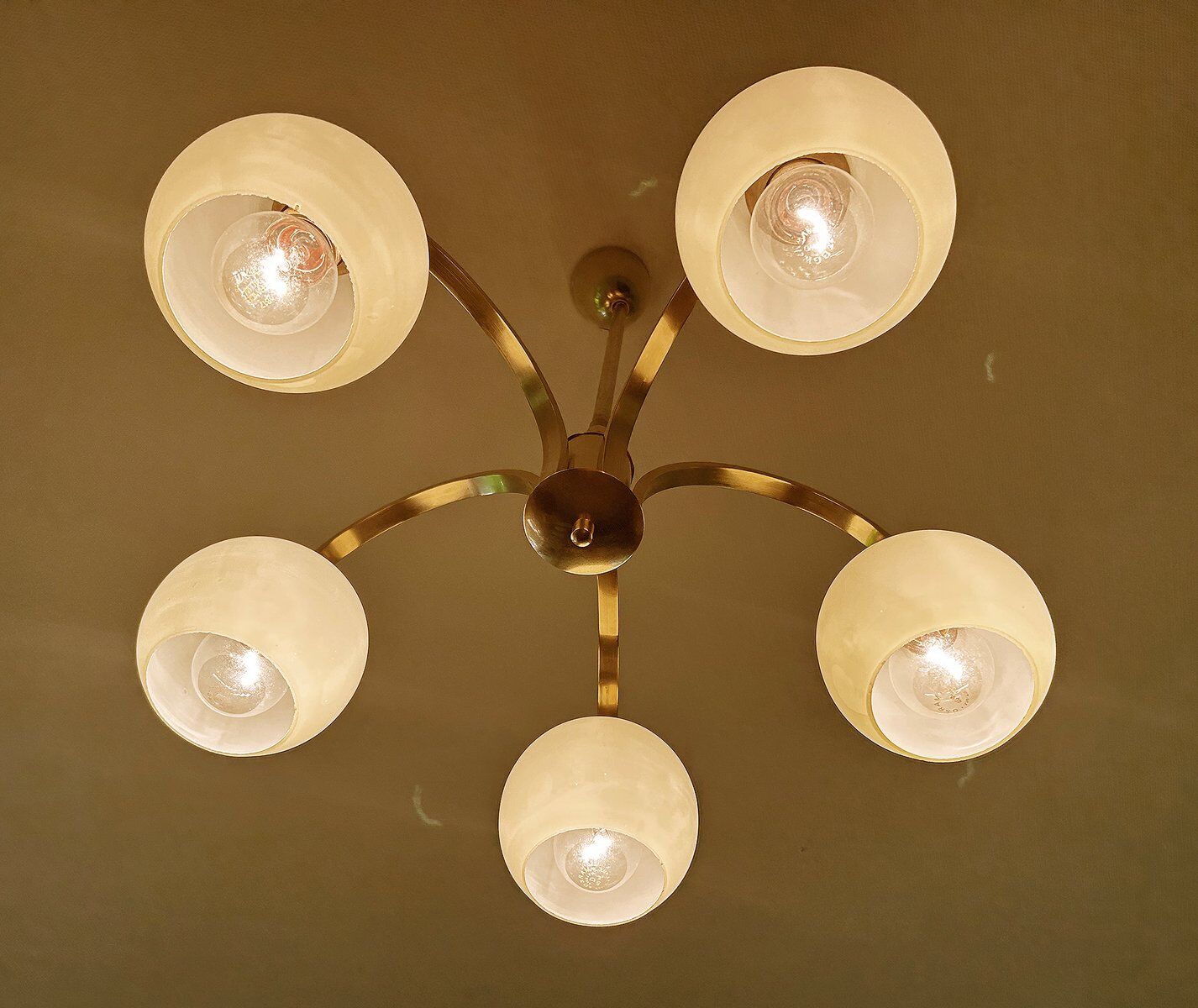 Mid Century Glass Pendant Light, 1950s