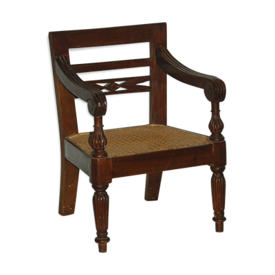 Fauteuil d'enfant cannée ancienne art populaire style Napoléon III