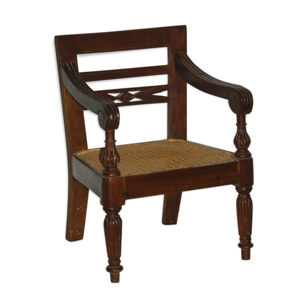 Fauteuil d'enfant cannée ancienne art populaire style Napoléon III