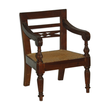 Fauteuil d'enfant cannée ancienne art populaire style Napoléon III
