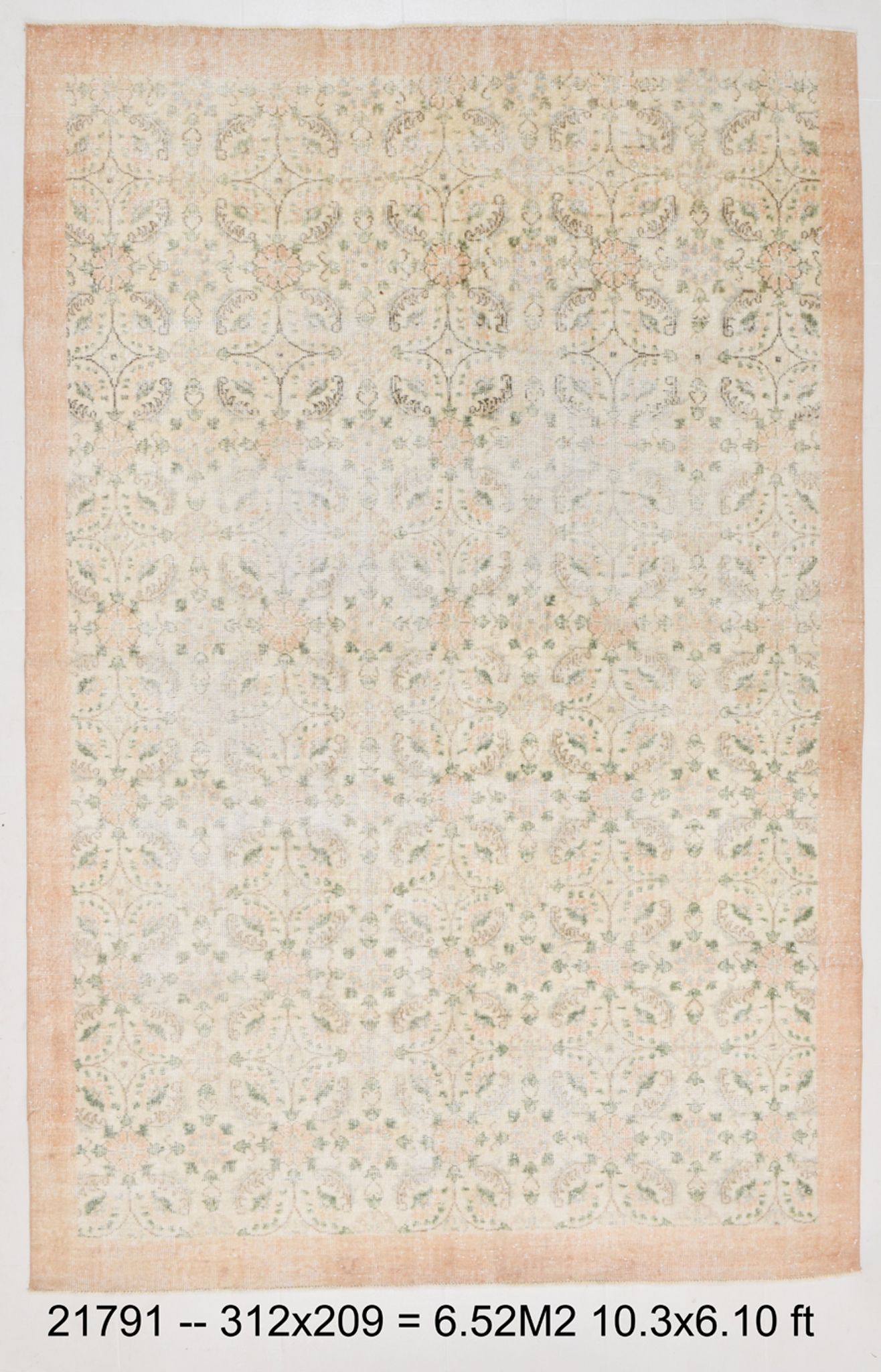 7x10 Large Floral Handmade Vintage Rug, 209x312Cm