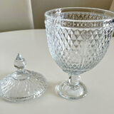 Bonbonnière en verre sur pied avec couvercle