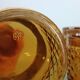 Vintage Bormioli Rocco service – carafe and 5 amber glasses