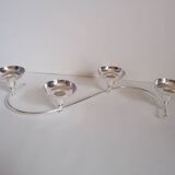 4-light silver metal candle holder