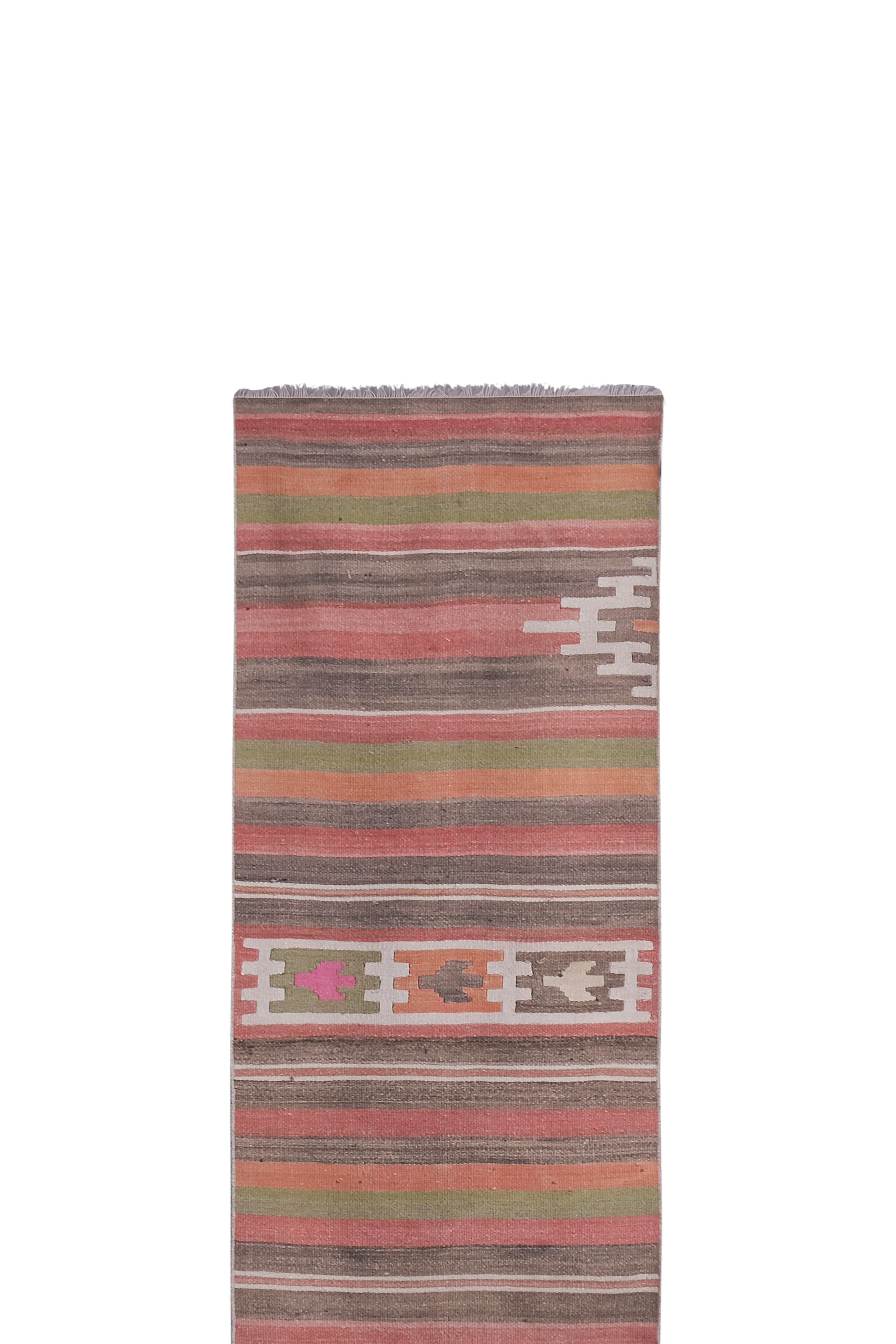 Vintage Turkish rug from Oushak, handwoven 75x353 cm