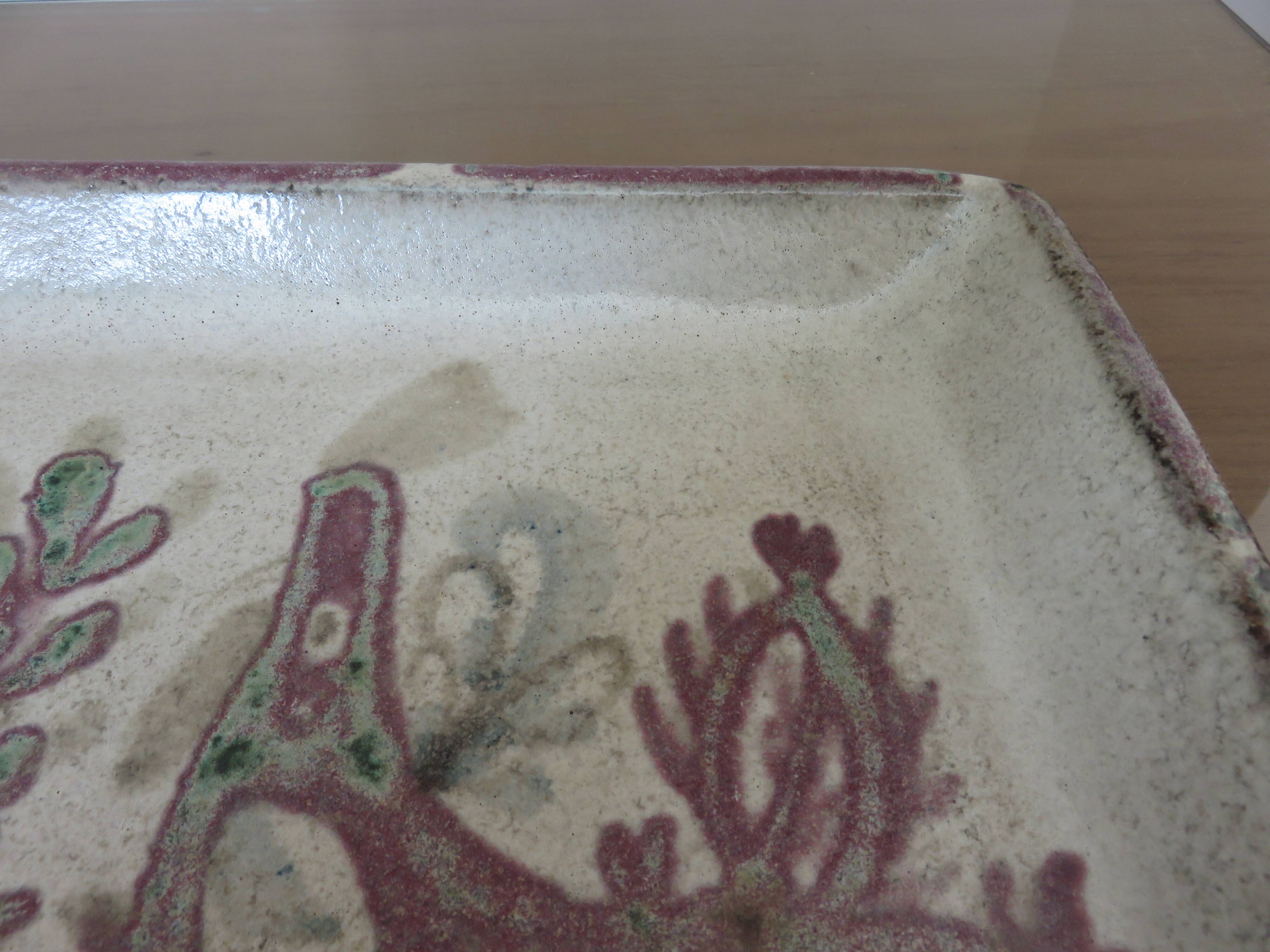 Ceramic dish by Gustave Reynaud 41cm Vallauris 1960 signed