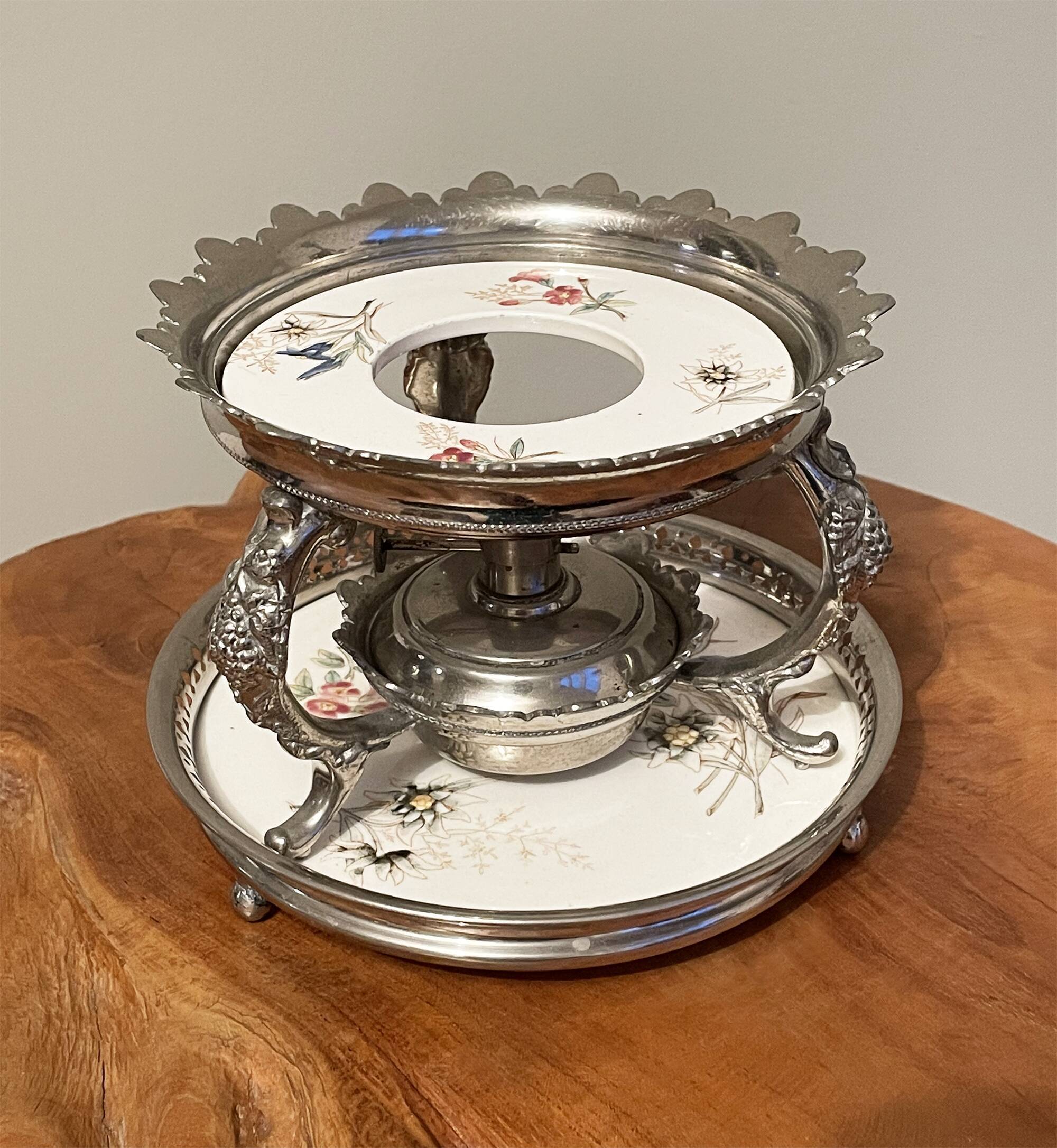 Silver-Plated J.N. Daalderop & Zn. Kettle, Burner and Stand, Chafing Dish, Teapot Warmer, Antique