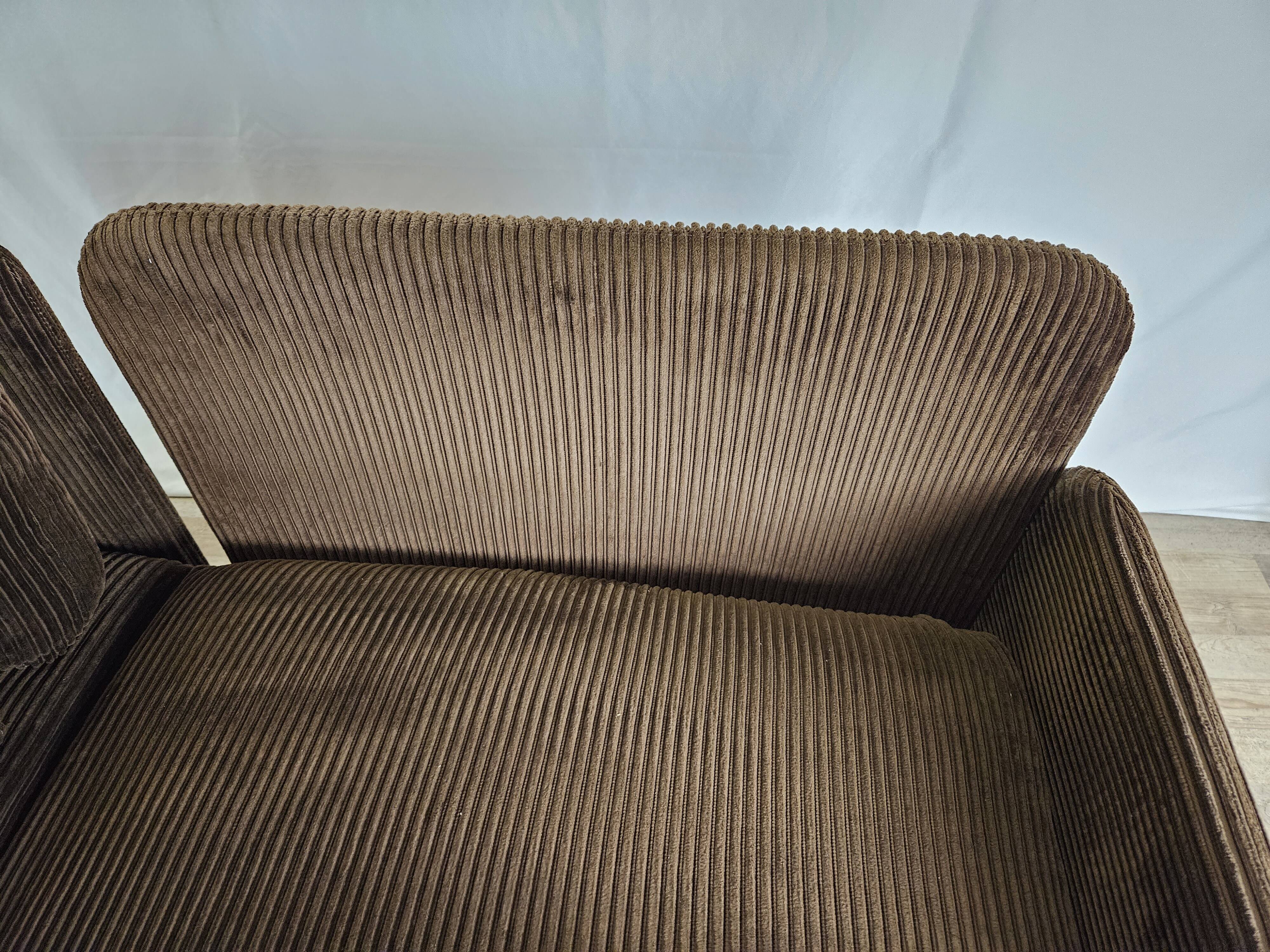 Canapé modulable à rayures des années 70, six places avec coin