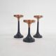 Ensemble de trois bougeoirs design en métal, Danemark