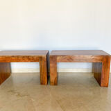 Set table à manger et 2 bancs en bois de teck massif, Italie années 1970