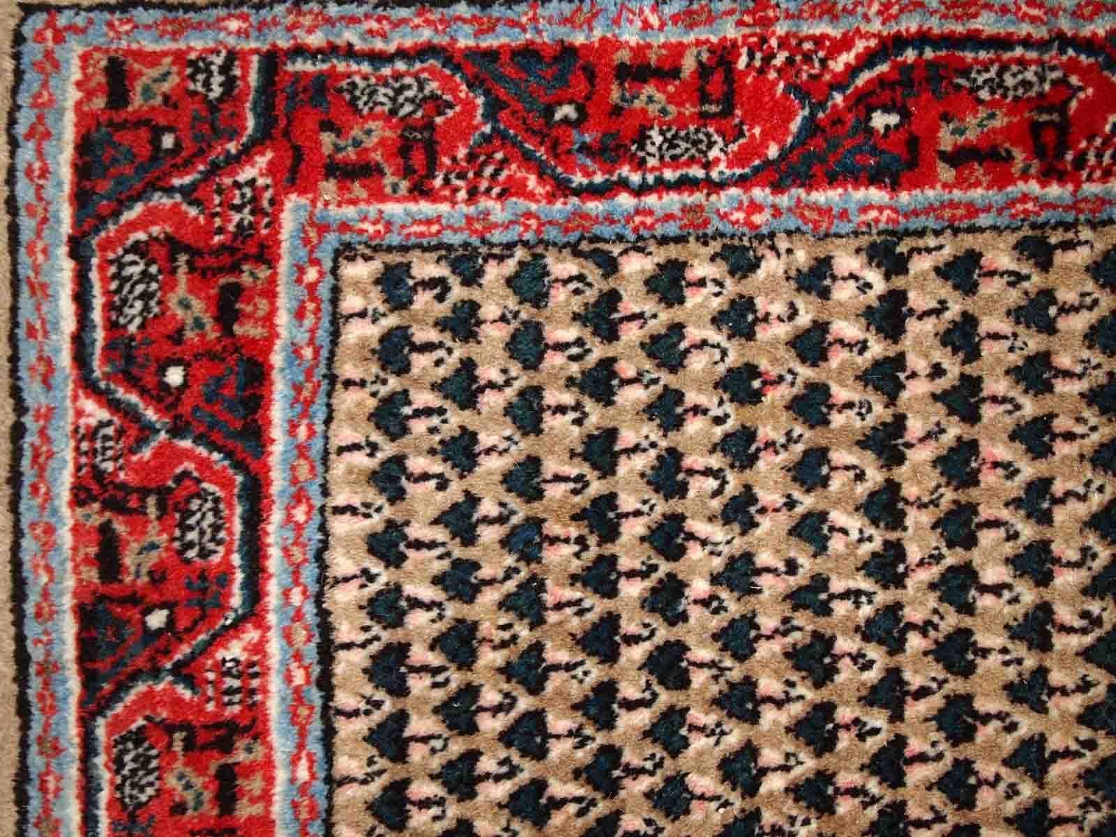 Vintage Indian Carpet Seraband handmade 65cm x 125cm 1970s, 1C801