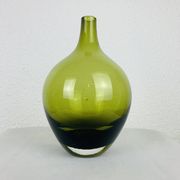 Vase scandinave verre soufflé vert, vintage