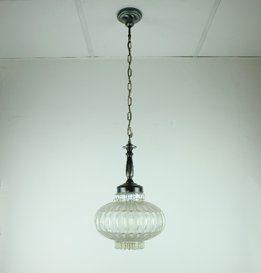 Mid century pendant light bubble glass satin glass 1960s
