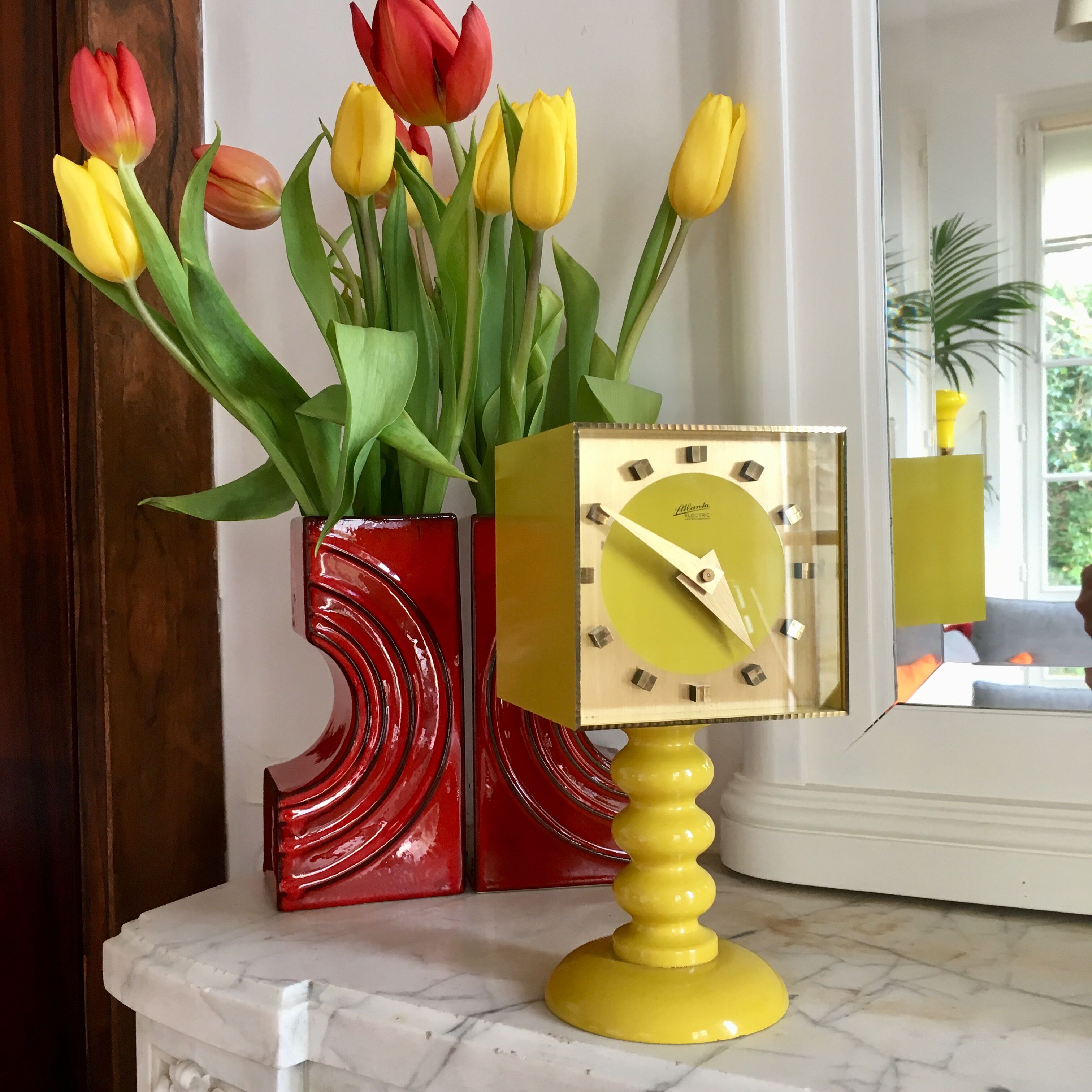 Modernist German metal clock 70s