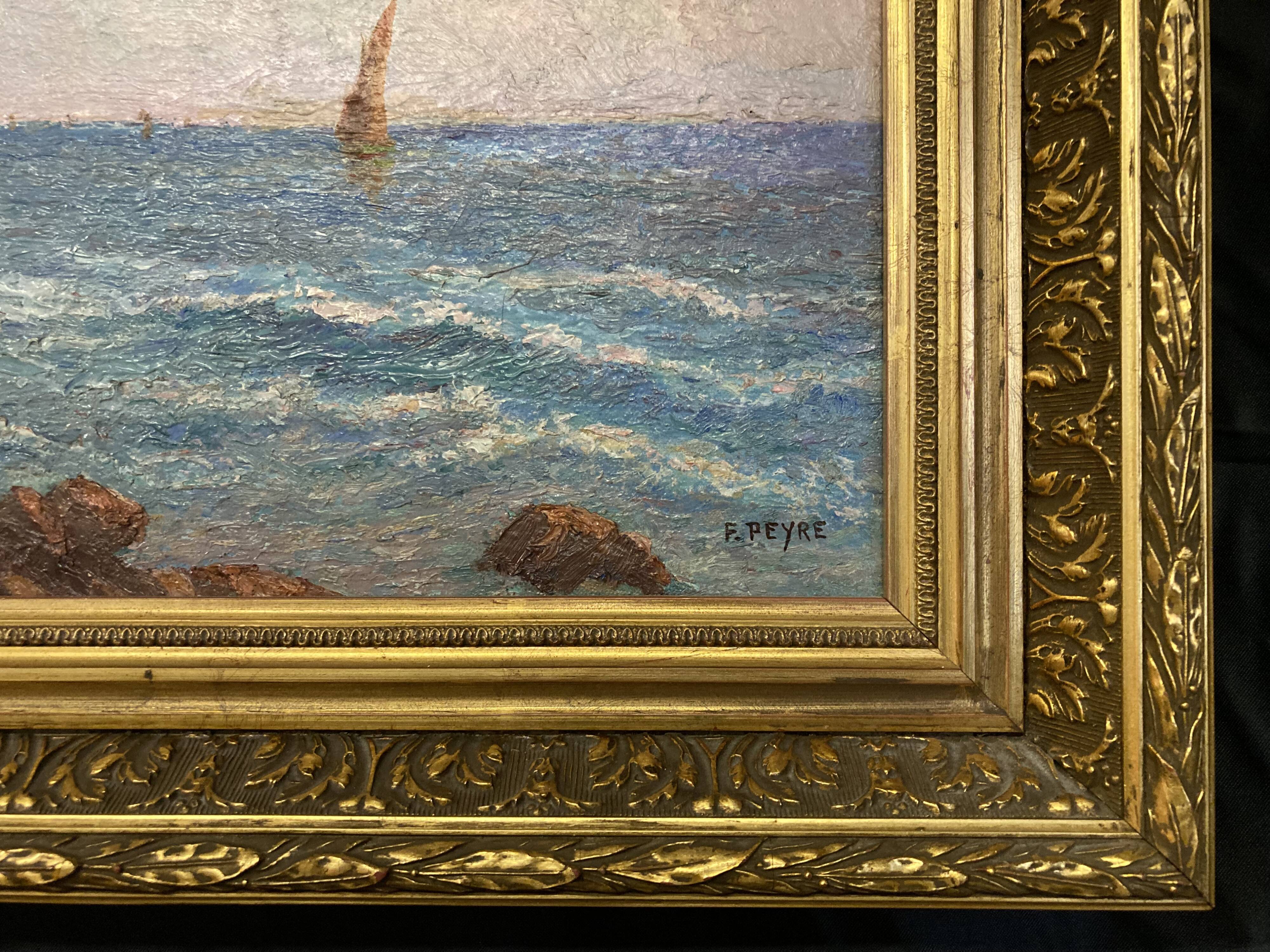 French School of the 20th century, Mediterranean Sea, oil on canvas