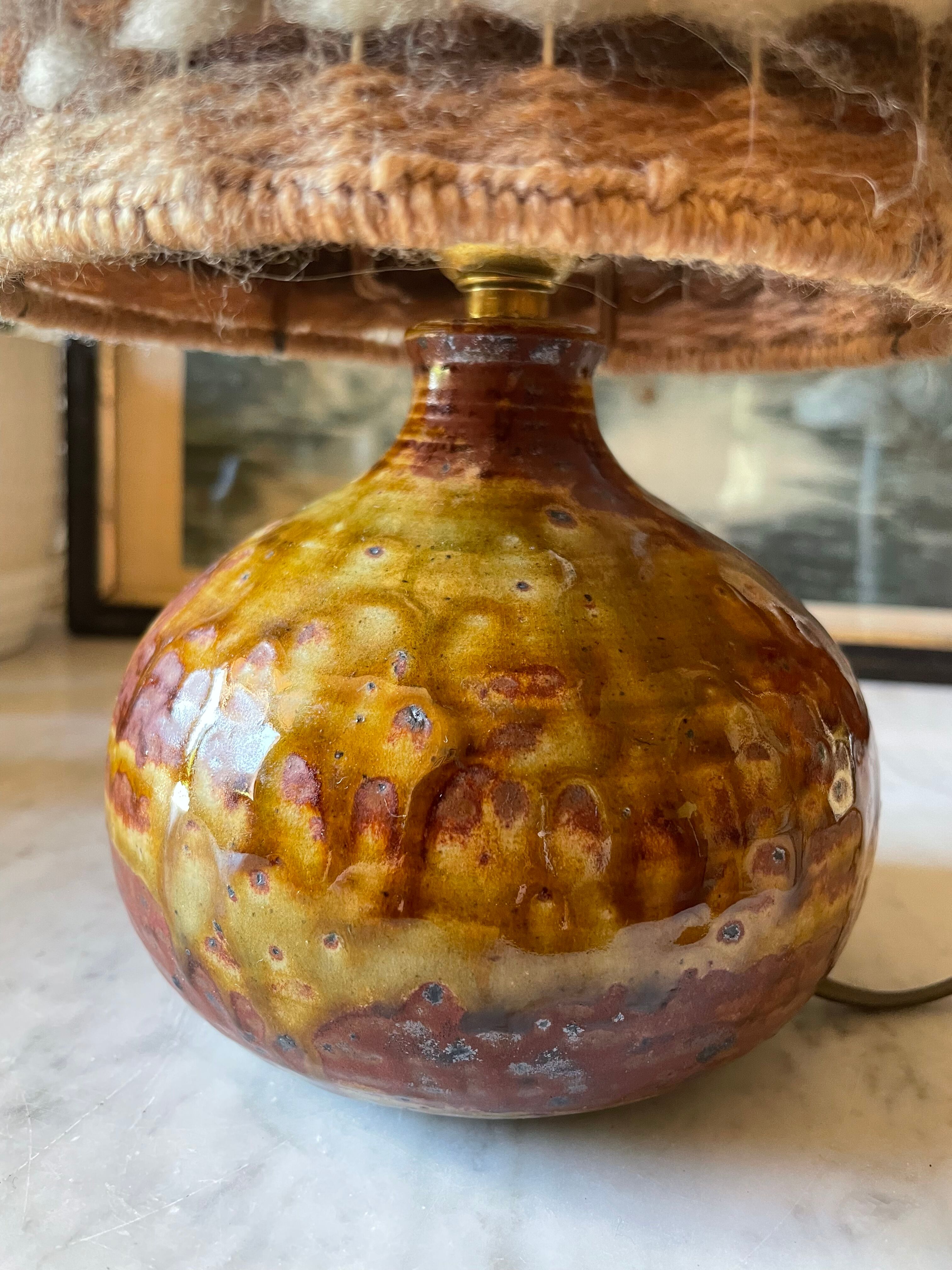 Stoneware lamp La Borne signed Migeon