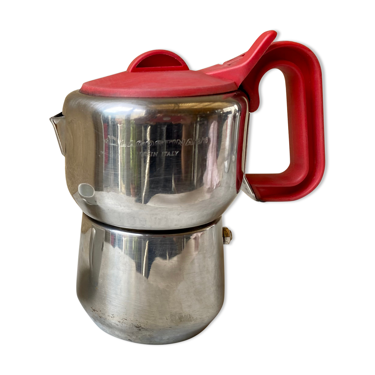 Italian coffee maker 3 cups lagostina vintage 60s design streamline stainless steel 18/10