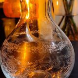 Vintage silkscreened glass carafes