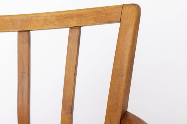 Paire de fauteuils en hêtre vintage, années 1960-1970, tapisserie bleu foncé