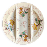 Lunéville asparagus plate in polychrome and gilded ironstone