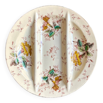 Assiette à asperge Lunéville en terre de fer polychrome et dorée