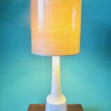 High white stone lamp, Danish design 1965 with a birch-style shade.