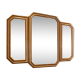 Miroir triptyque  en bois et en osier 116x86cm