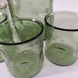 Carafe and matching tumblers in molded glass