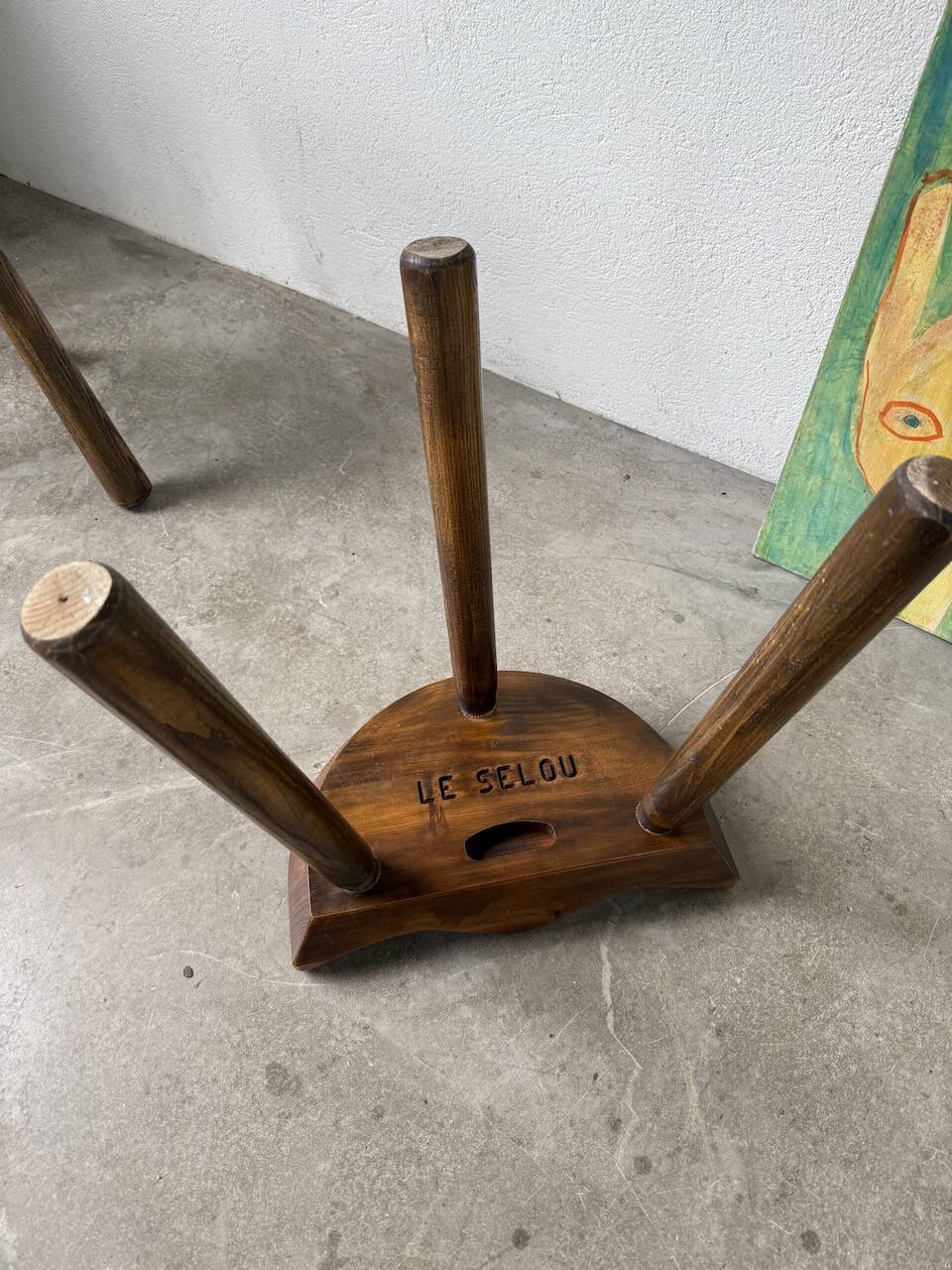 Pair of Le Selou tripod shepherd's stools