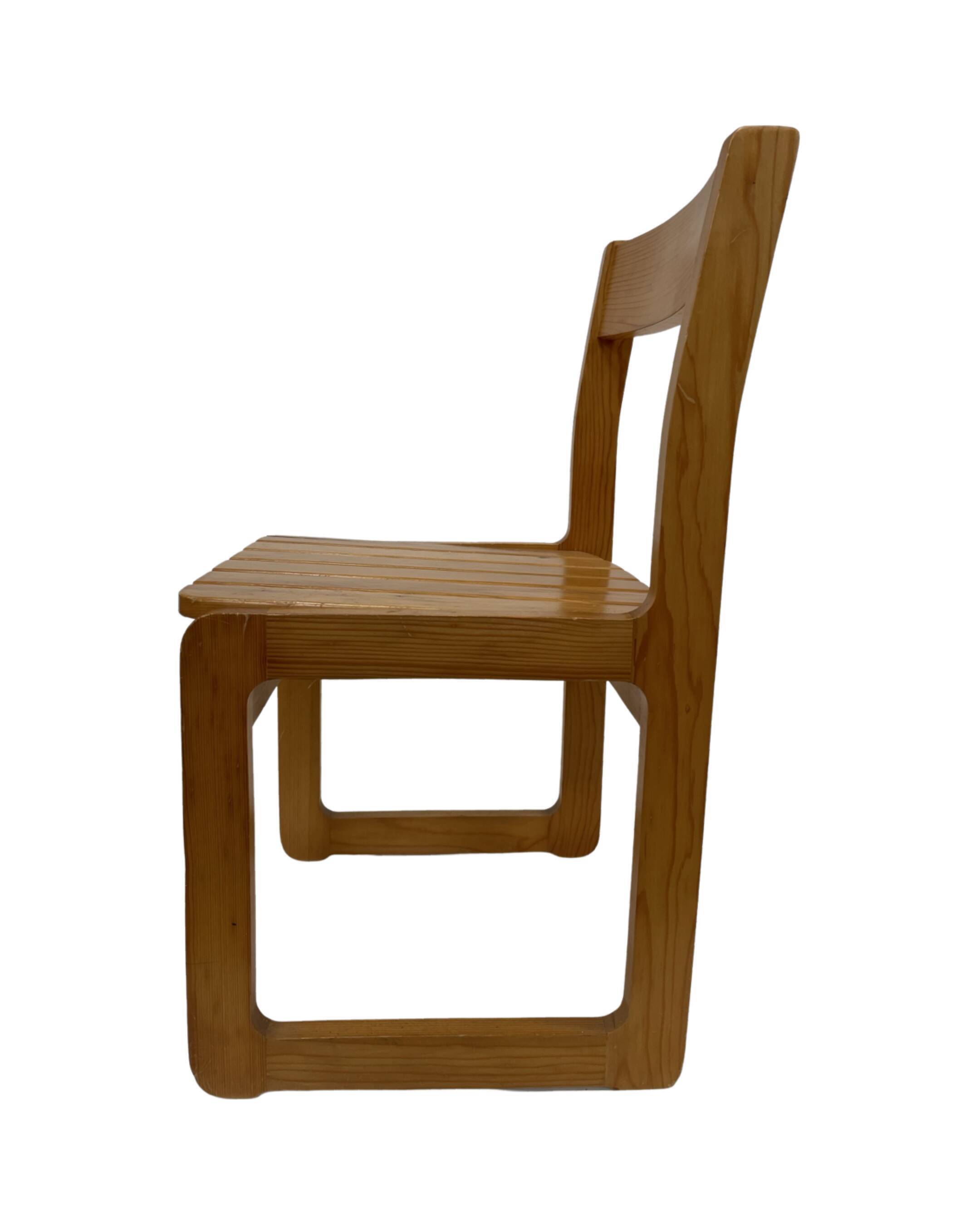 Vintage Pinewood dining chair 70's minimalist design