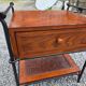 Vintage bedside table in solid oak and wrought iron.