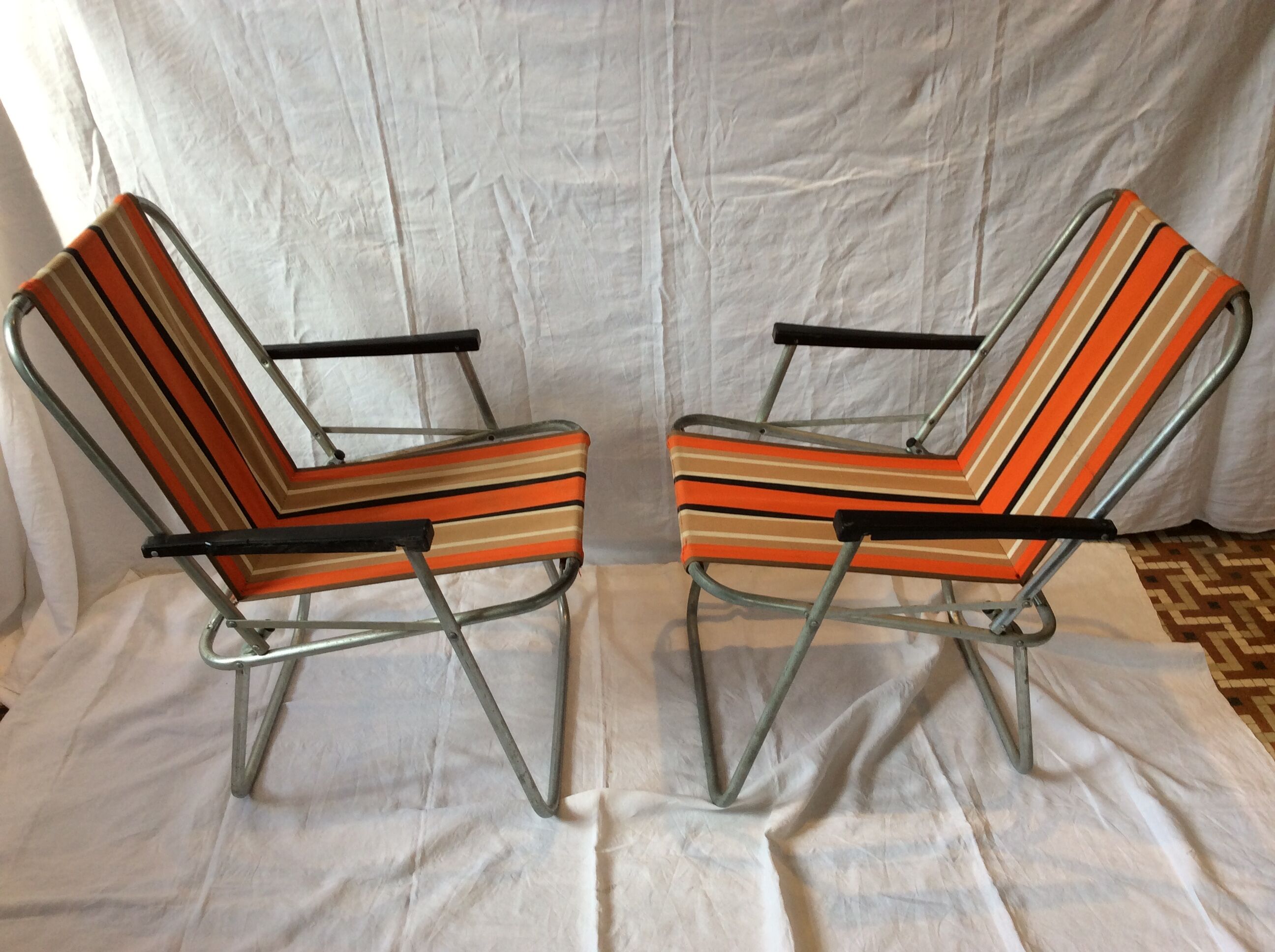Pair of vintage camping armchairs