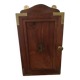 Key box in wood and brass and central motif representing a sailor's anchor