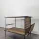 Table basse en rotin et céramique années 50