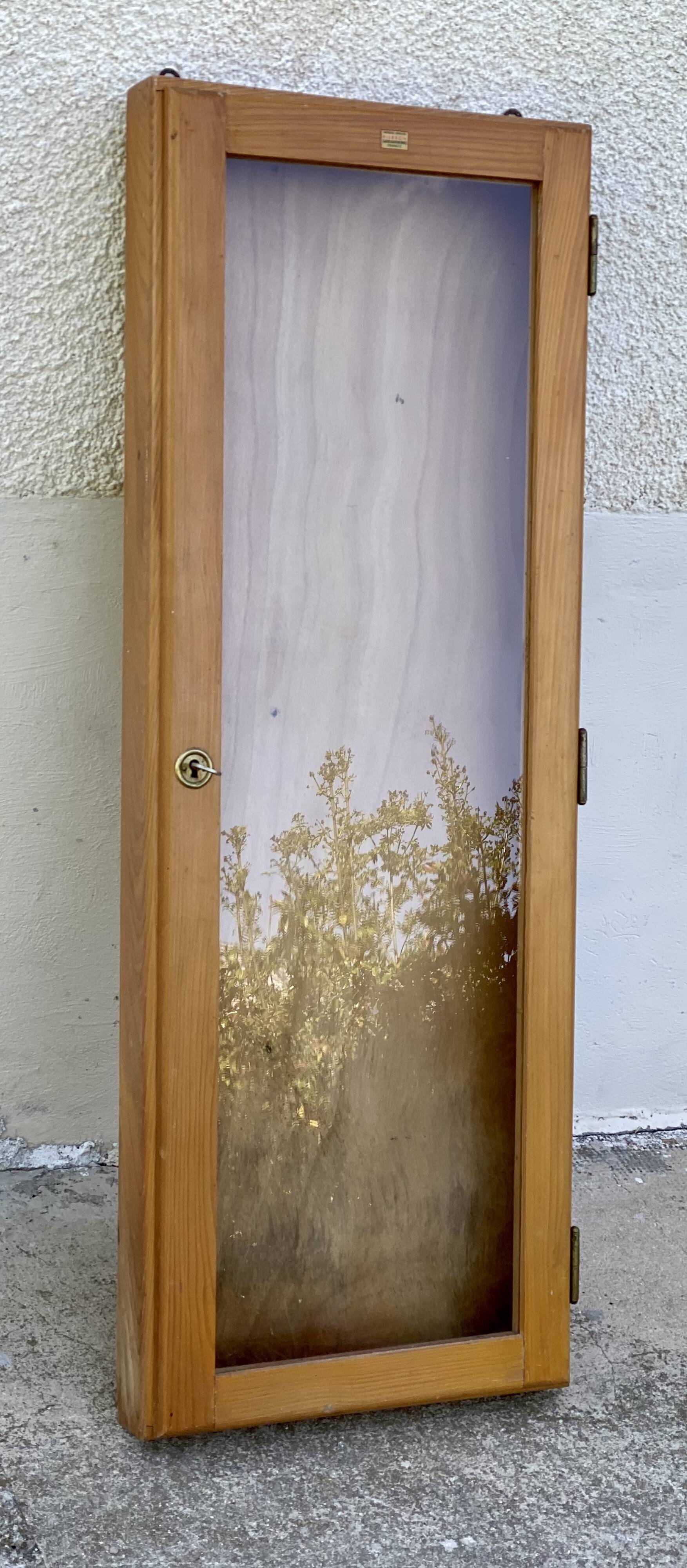 Vintage wall display cabinet 1960s light wood
